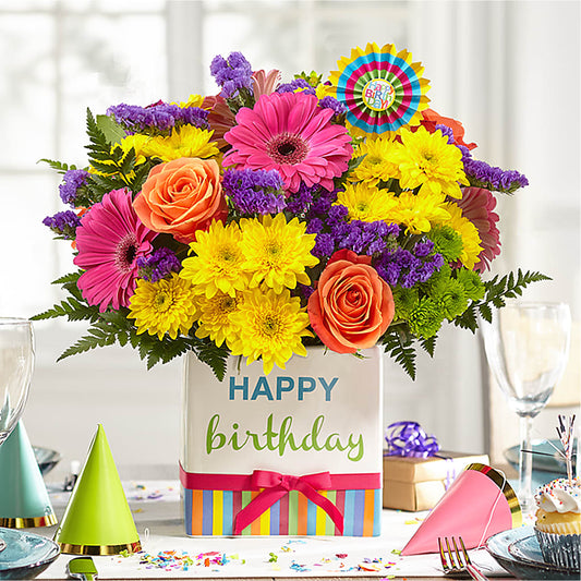 Birthday Brights Bouquet – Illusion Flower Shop, Houston TX