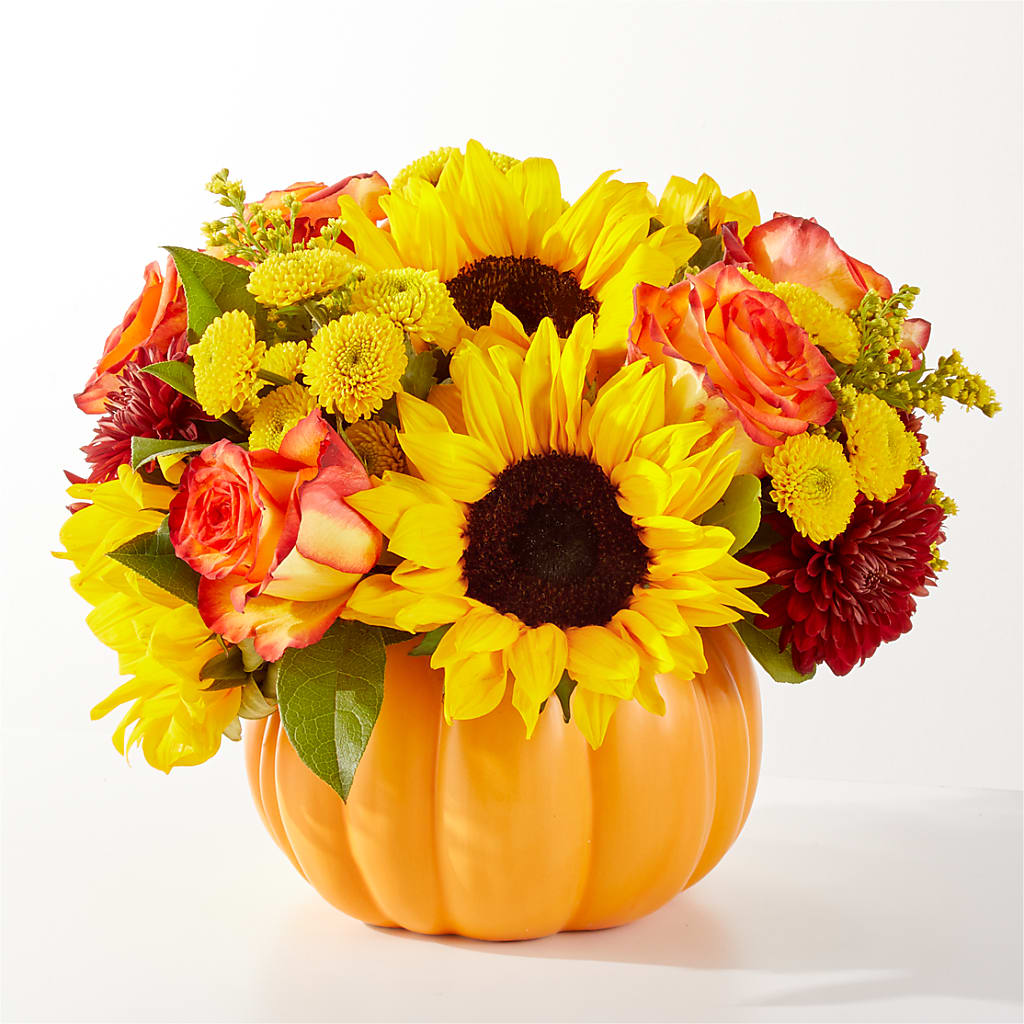 Golden Gourd Pumpkin Bouquet – Illusion Flower Shop, Houston TX