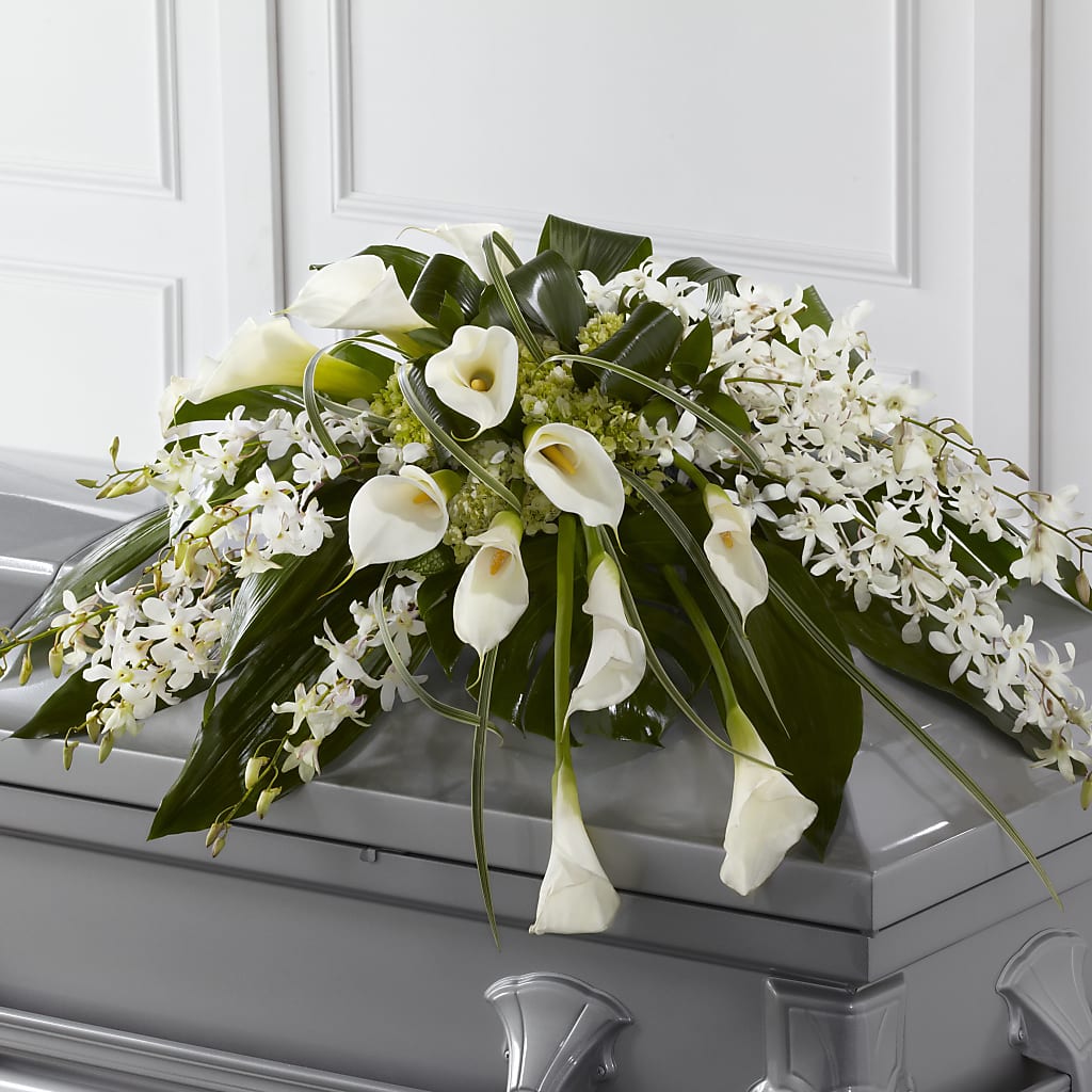Angel Wings Casket Spray – Illusion Flower Shop, Houston TX