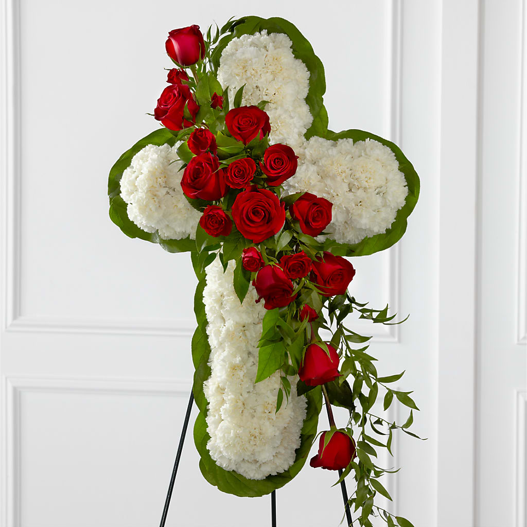 Floral Cross Easel – Illusion Flower Shop, Houston TX