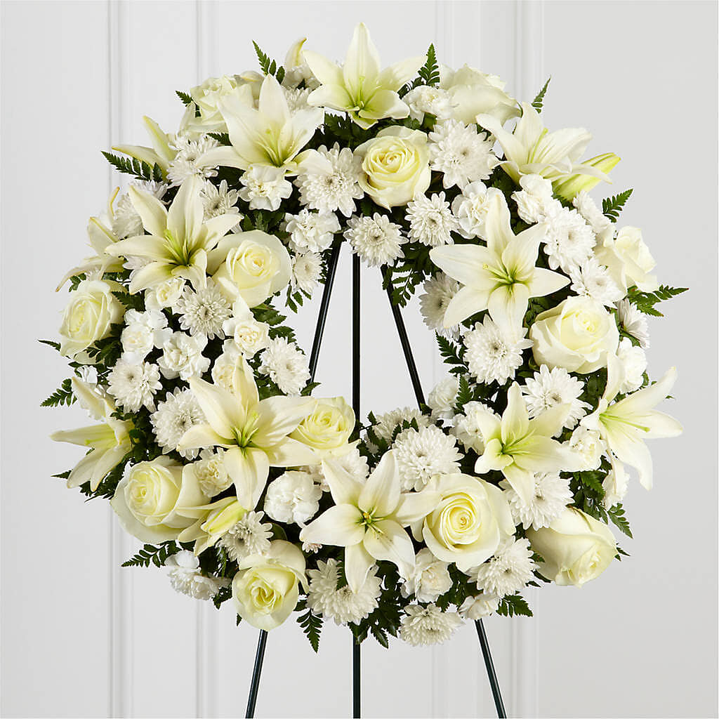 Treasured Tribute Wreath – Illusion Flower Shop, Houston TX