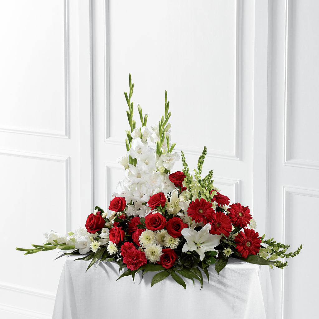 Crimson & White Arrangement – Illusion Flower Shop, Houston TX