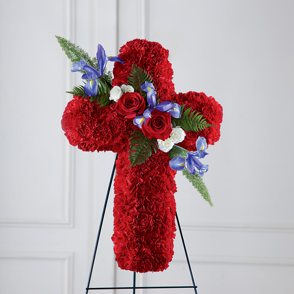 Faithful Hero Floral Cross – Illusion Flower Shop, Houston TX