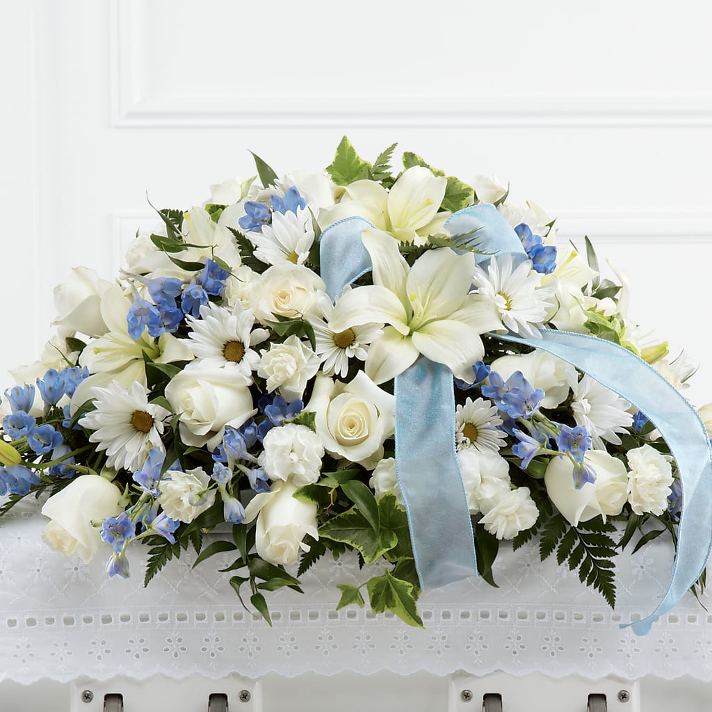 Tender Treasure Casket Spray – Illusion Flower Shop, Houston TX
