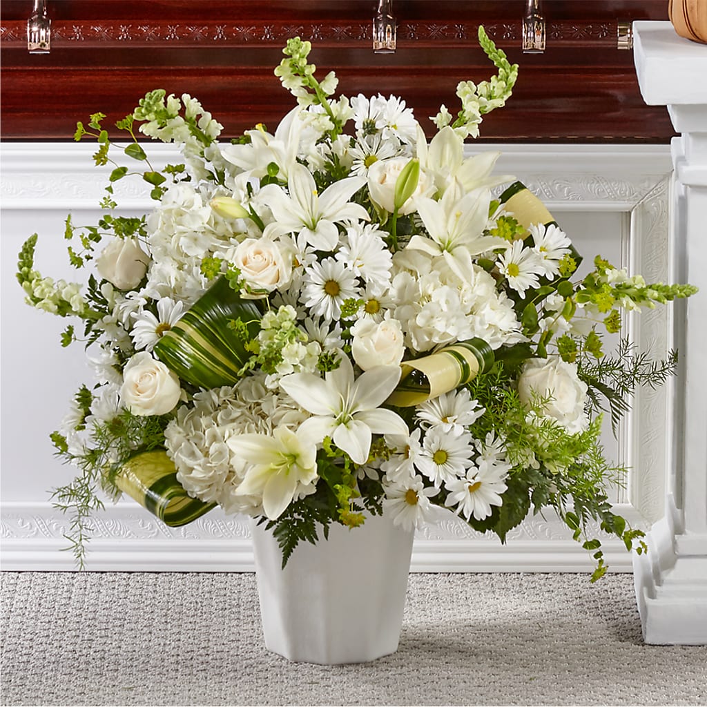 Thoughts of Tranquility Floor Basket – Illusion Flower Shop, Houston TX