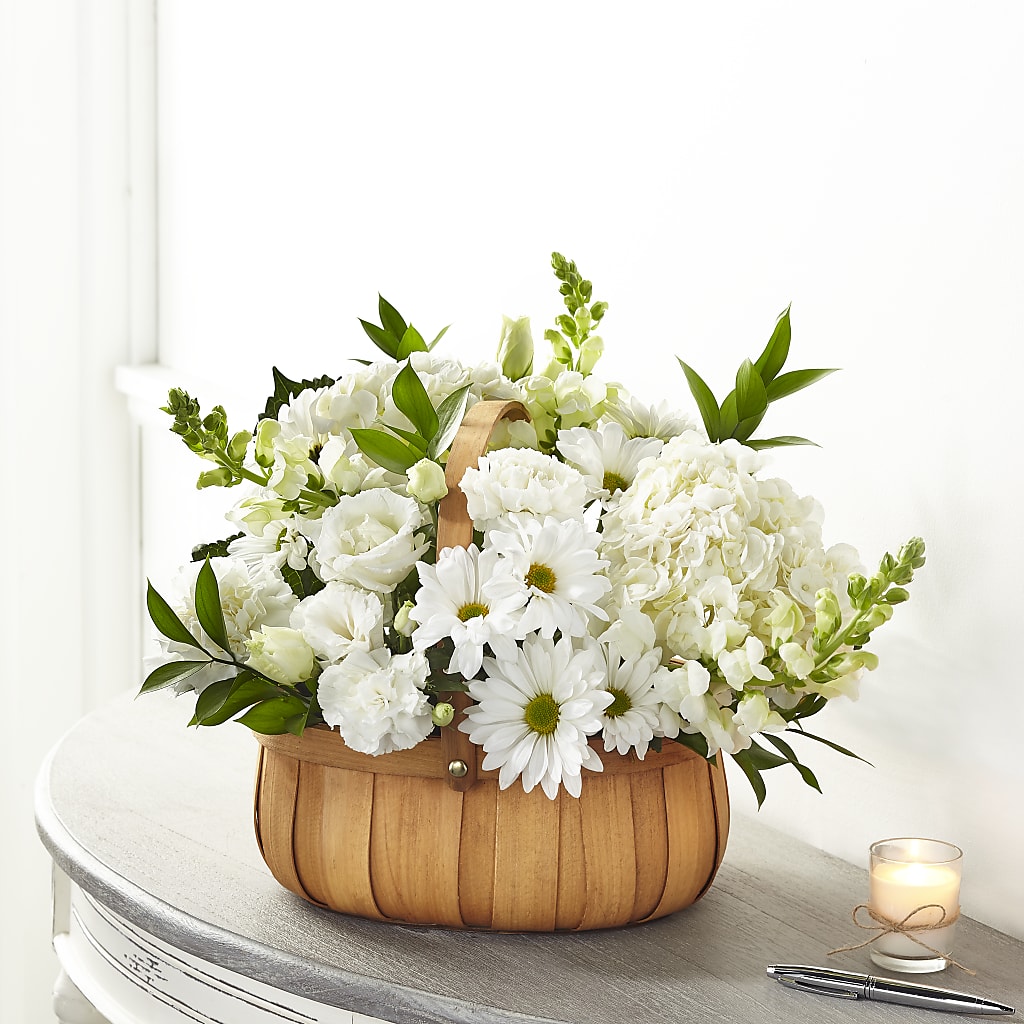 Pure Ivory Basket – Illusion Flower Shop, Houston TX