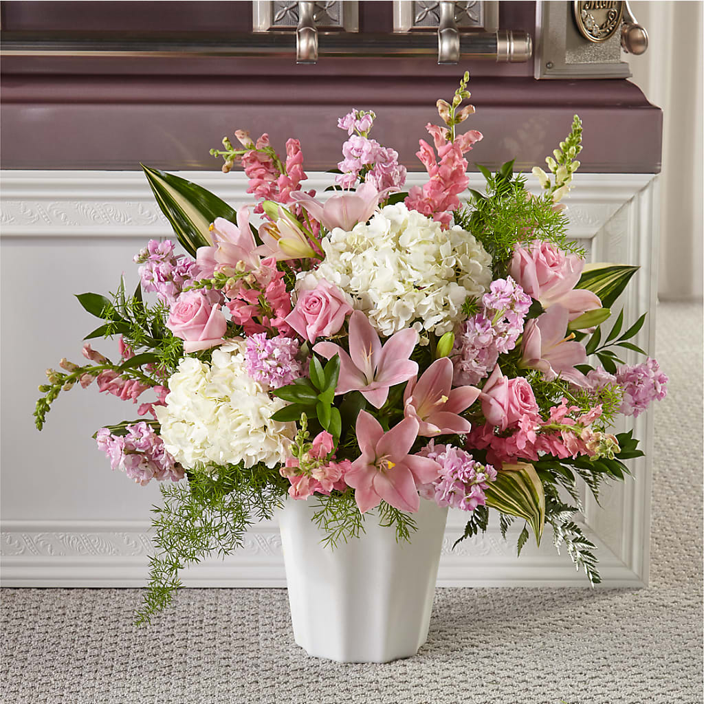 Simply Serene Floor Basket – Illusion Flower Shop, Houston TX