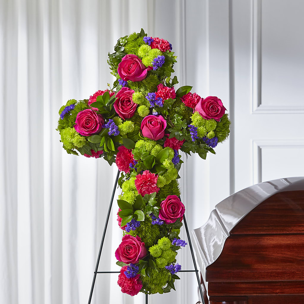 Tribute Rose Floral Cross – Illusion Flower Shop, Houston TX