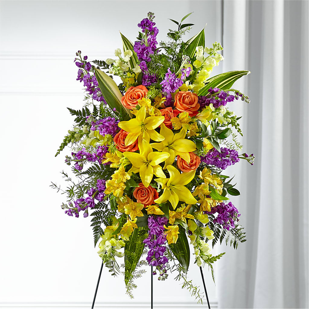 Thoughtful Prayers Standing Spray – Illusion Flower Shop, Houston TX