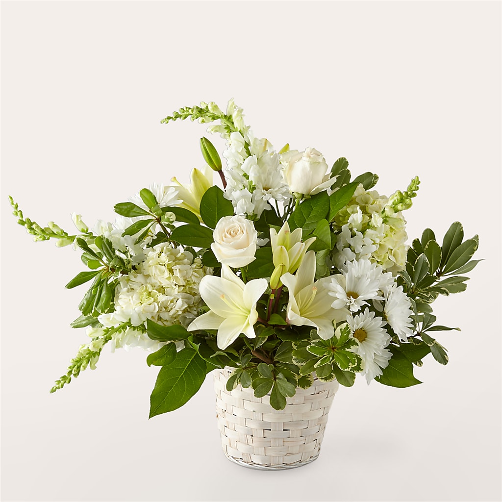 Ivory Elegance Floral Basket – Illusion Flower Shop, Houston TX