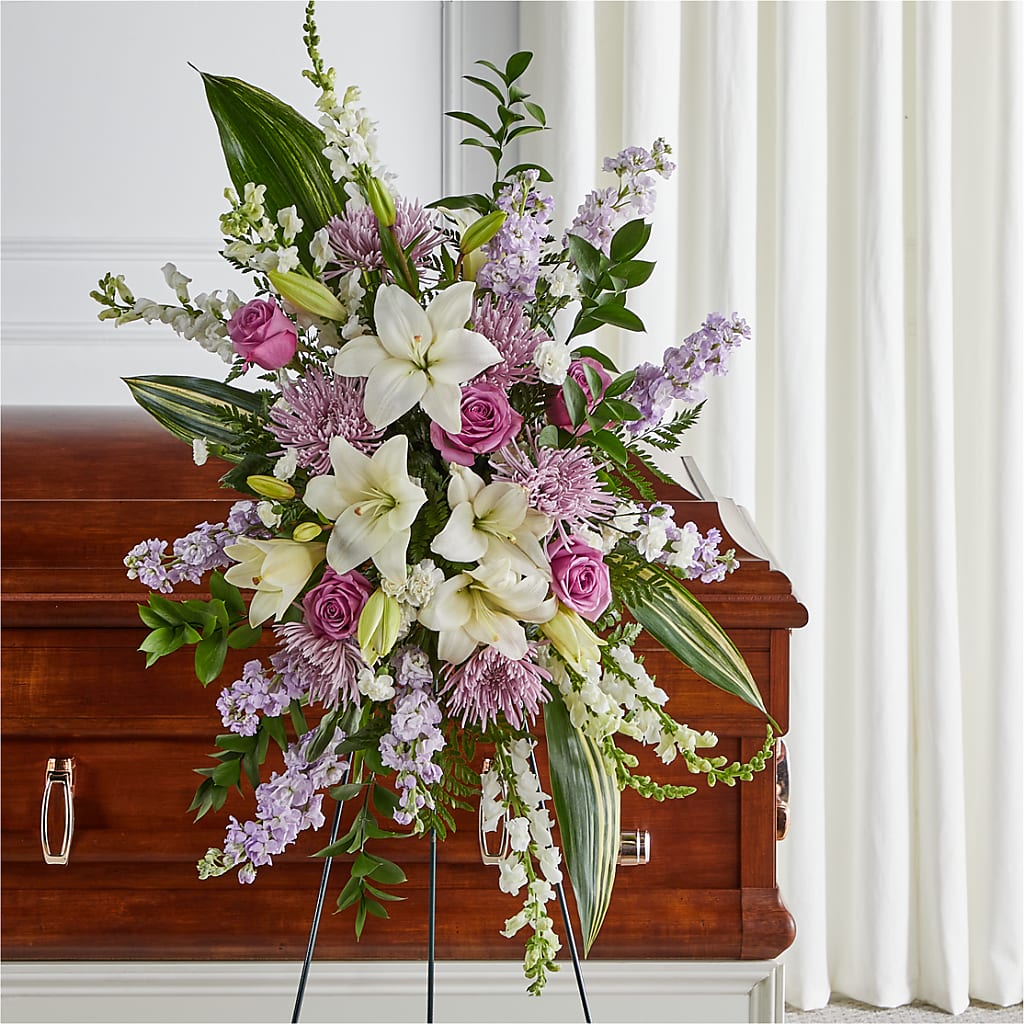 Grateful Hearts Standing Spray – Illusion Flower Shop, Houston TX