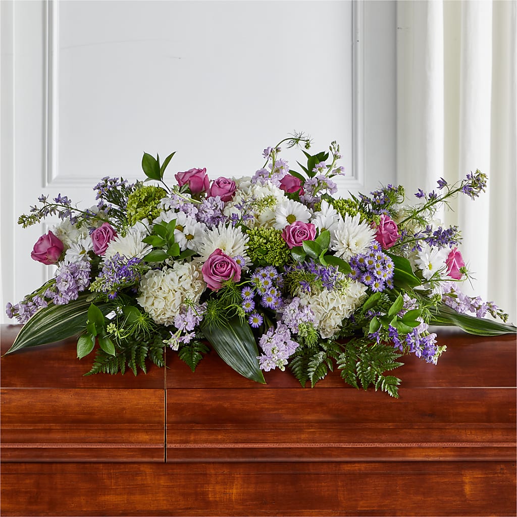 Meadows of Serenity Casket Spray – Illusion Flower Shop, Houston TX