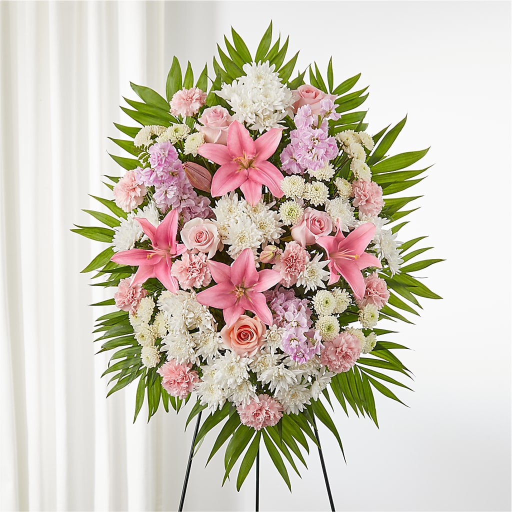 Offering Solace Standing Spray – Illusion Flower Shop, Houston TX