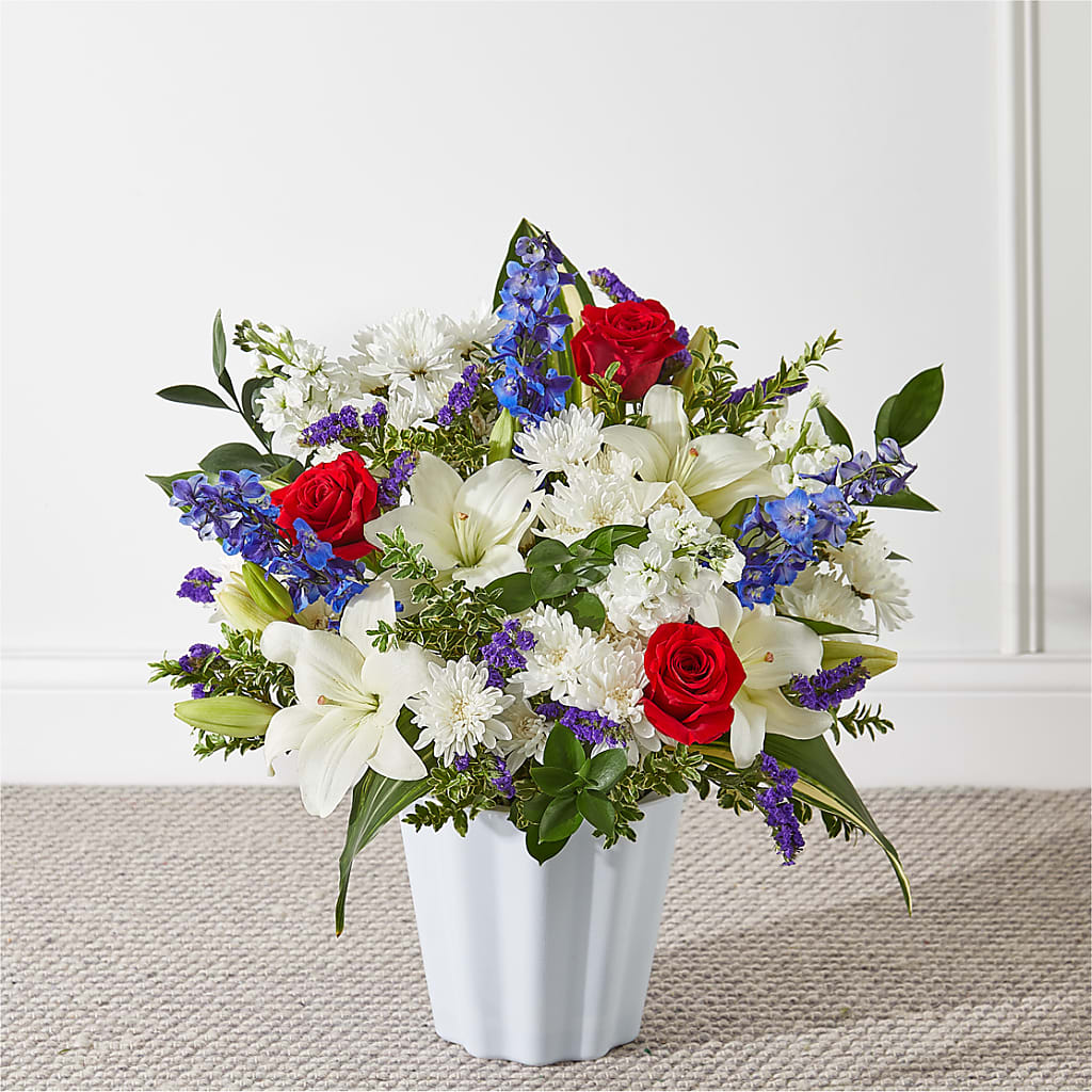 Consoled Floor Basket – Illusion Flower Shop, Houston TX
