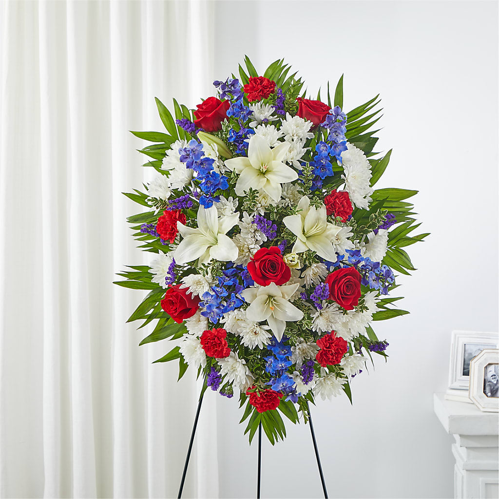 Cherished Service Standing Spray – Illusion Flower Shop, Houston TX