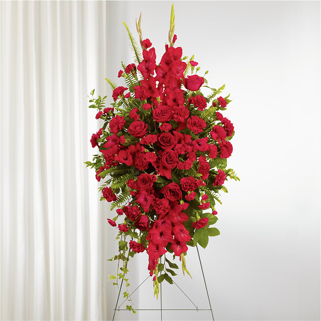 From the Heart Standing Spray – Illusion Flower Shop, Houston TX