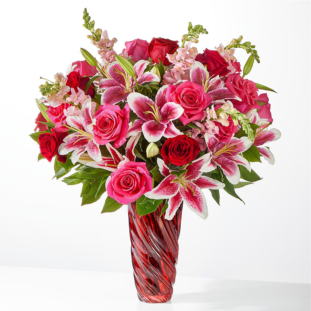 Always You Bouquet with Luxe Swirl Vase – Illusion Flower Shop, Houston TX