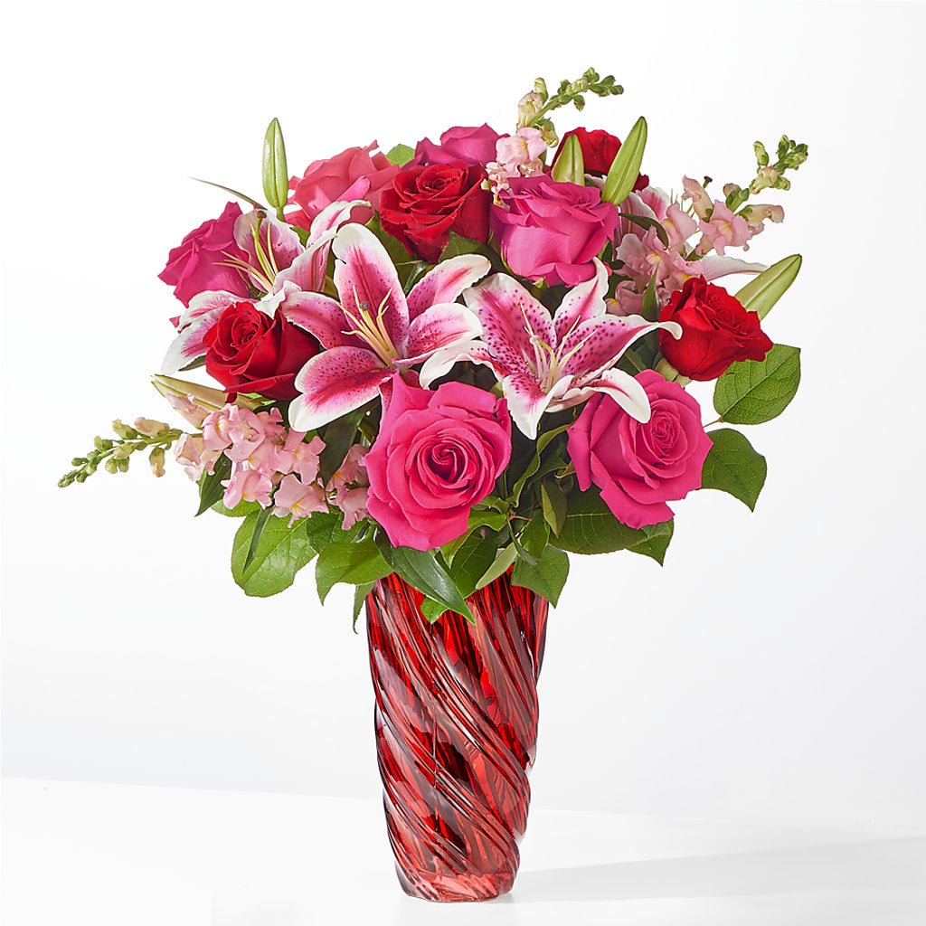Always You Bouquet with Luxe Swirl Vase – Illusion Flower Shop, Houston TX