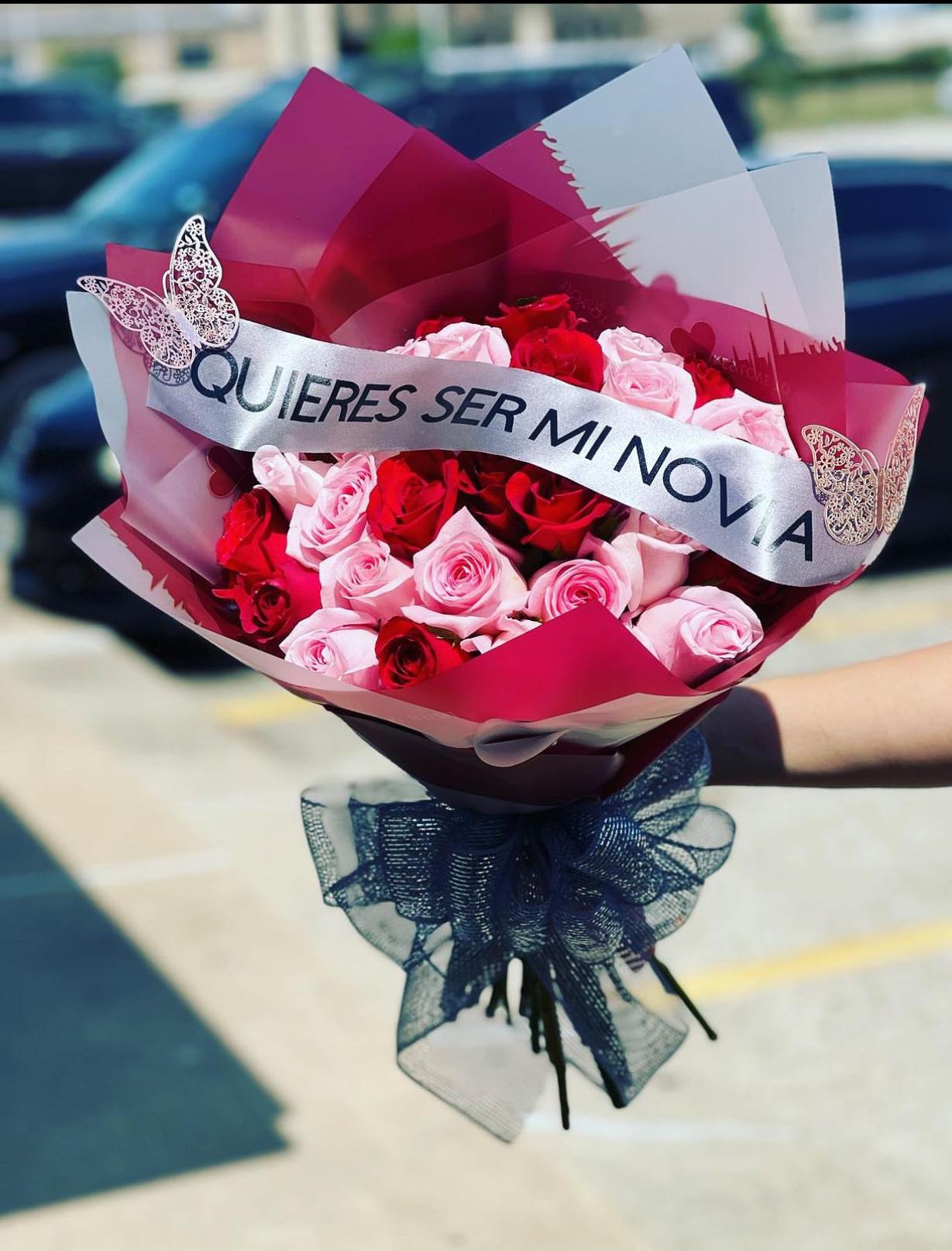 roses wrapped in paper