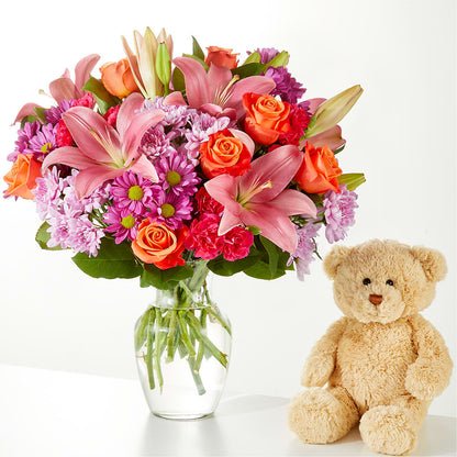 One and Only Bouquet and Bear Bundle –  Illusion Flower Shop, Houston TX