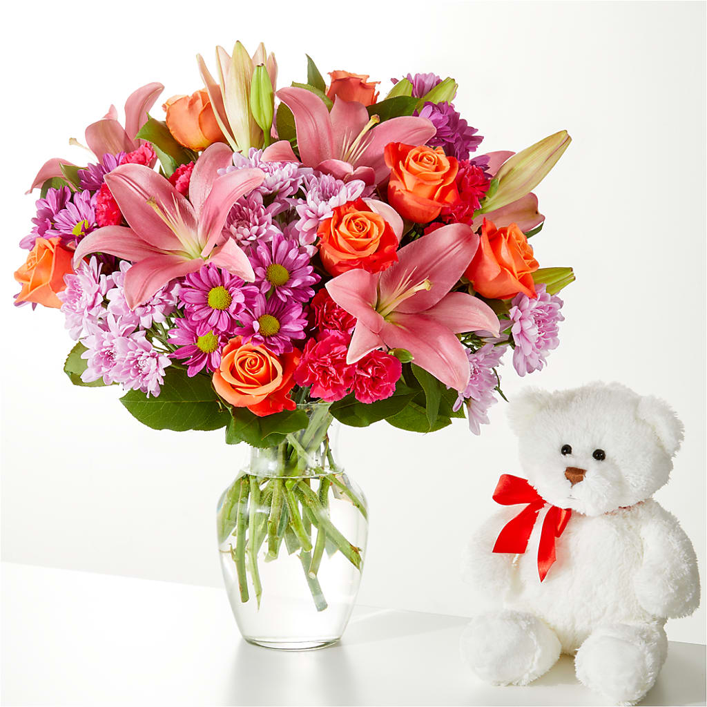 One and Only Bouquet and Bear Bundle –  Illusion Flower Shop, Houston TX