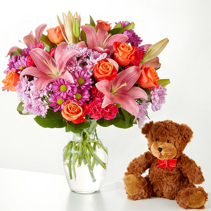 One and Only Bouquet and Bear Bundle –  Illusion Flower Shop, Houston TX