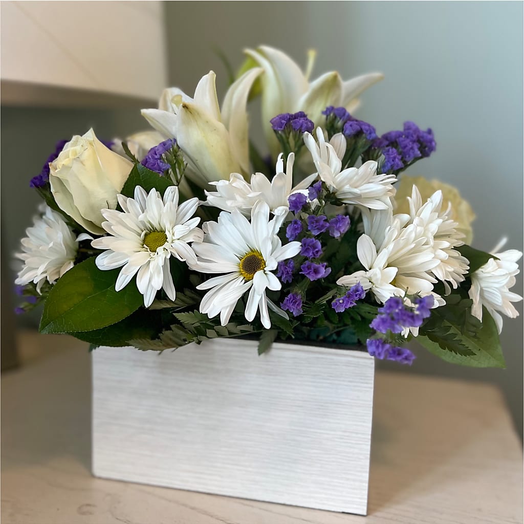 Beyond Blue Box Bouquet –  Illusion Flower Shop, Houston TX