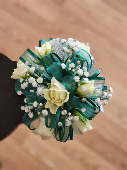 Evergreen corsage –  Illusion Flower Shop, Houston TX