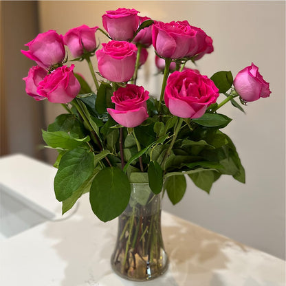 Long Stem Pink Rose Bouquet –  Illusion Flower Shop, Houston TX
