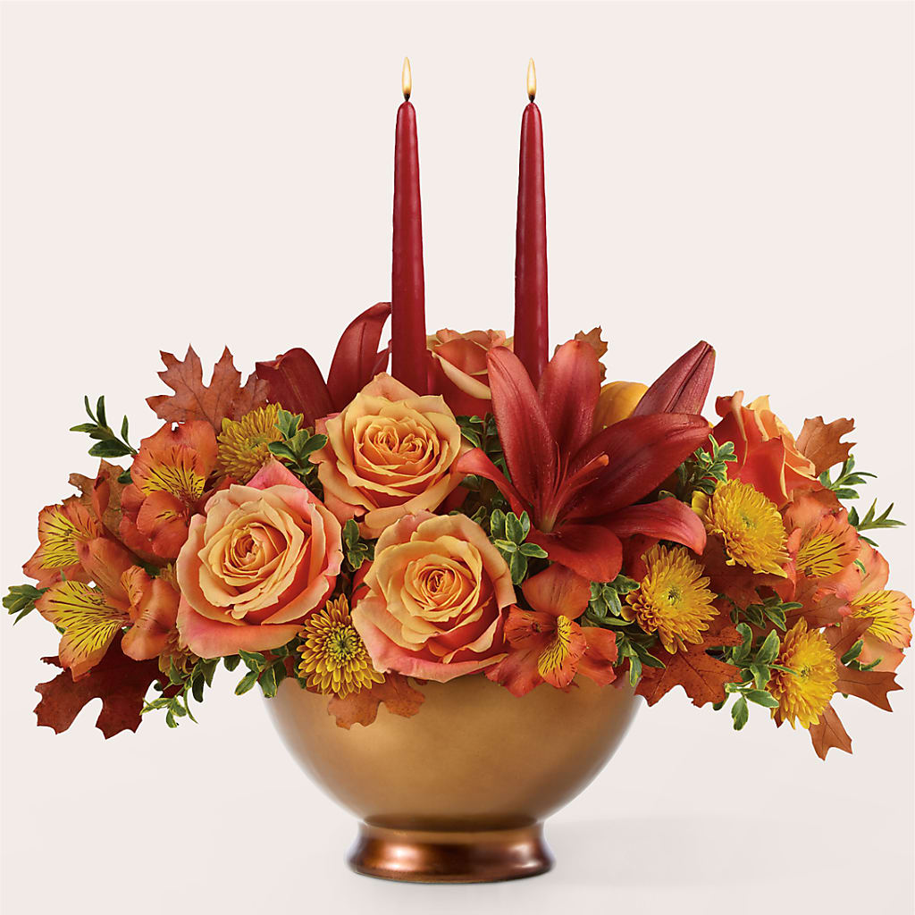 Harvest Table Centerpiece –  Illusion Flower Shop, Houston TX