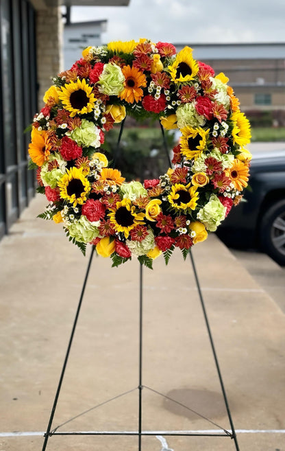 sunrise wreath –  Illusion Flower Shop, Houston TX