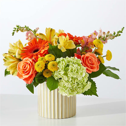 Autumn Sunshine Bouquet with Ivory Vase –  Illusion Flower Shop, Houston TX
