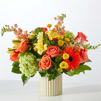 Autumn Sunshine Bouquet with Ivory Vase –  Illusion Flower Shop, Houston TX