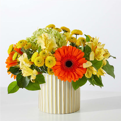 Autumn Sunshine Bouquet with Ivory Vase –  Illusion Flower Shop, Houston TX