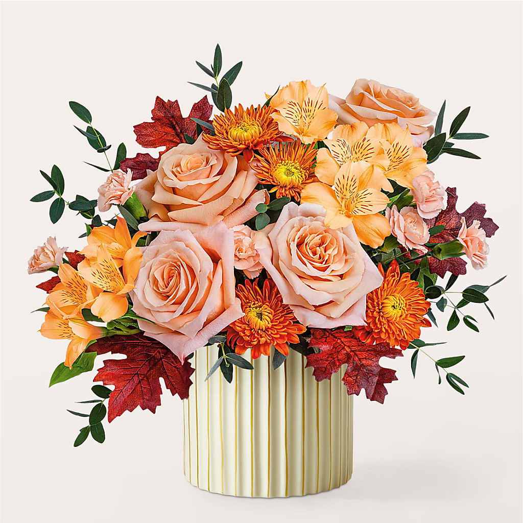 Spiced Latte Bouquet with Ivory Vase –  Illusion Flower Shop, Houston TX
