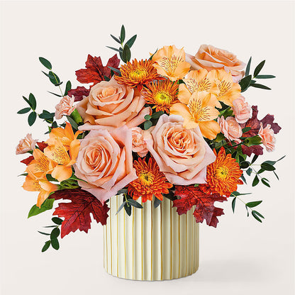 Spiced Latte Bouquet with Ivory Vase –  Illusion Flower Shop, Houston TX