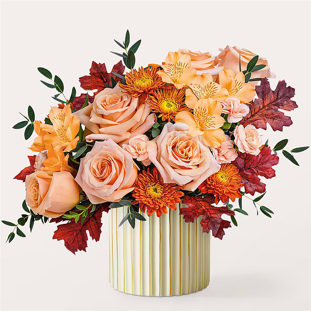 Spiced Latte Bouquet with Ivory Vase –  Illusion Flower Shop, Houston TX