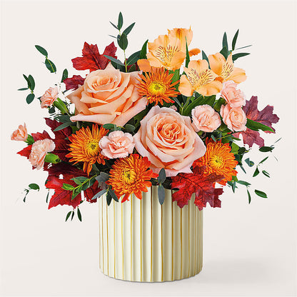 Spiced Latte Bouquet with Ivory Vase –  Illusion Flower Shop, Houston TX