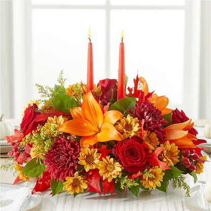 Autumn's Embrace Centerpiece –  Illusion Flower Shop, Houston TX