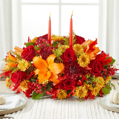 Autumn's Embrace Centerpiece –  Illusion Flower Shop, Houston TX