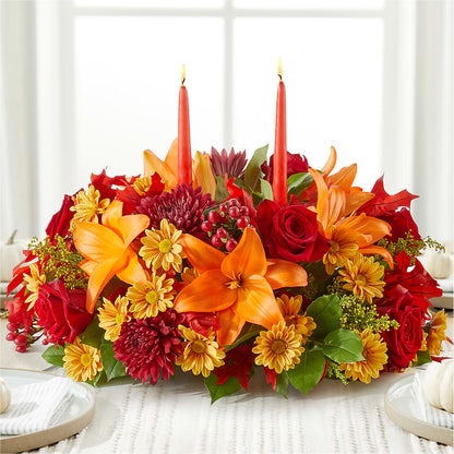 Autumn's Embrace Centerpiece –  Illusion Flower Shop, Houston TX